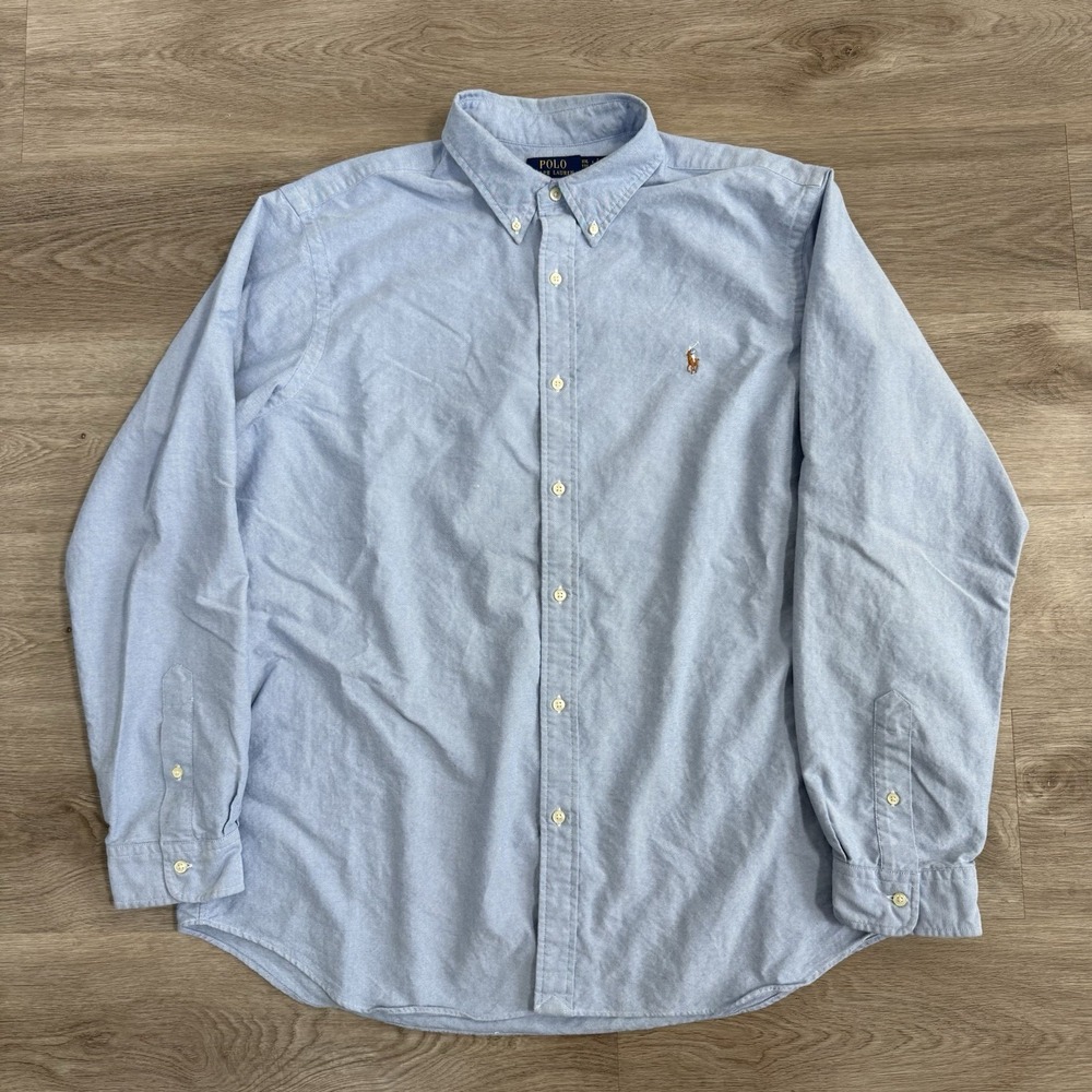Polo Ralph Lauren The Iconic Oxford Shirt Men 2XL Blue Classic Fit Flesh Pony